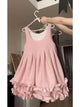 Doux fronde imprimé fleuri mince a-ligne robe femmes Design Chic sans manches à lacets robes d'été Vintage décontracté nouveaux vêtements 2025
