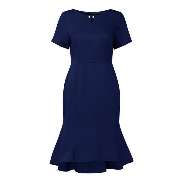 ZANZEA élégant bureau OL robe été femmes col rond manches courtes coupe ajustée fête robes 2025 mode solide queue de poisson ourlet robes