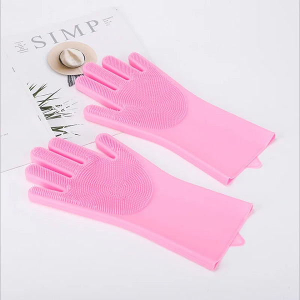 1 paire de gants de vaisselle en Silicone, gants ménagers multifonctionnels, nettoyage de cuisine, isolation thermique, gants magiques