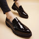 Robe de soirée de mariage pour hommes, chaussures en cuir verni, chaussures paresseuses à enfiler, mocassins à plateforme tendance noirs, baskets pour hommes zapatos