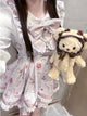 Kawaii belle robe à nœud femmes Design jolie nouvelle impression mince robes Lolita fille douce à manches longues mince robe de princesse plissée
