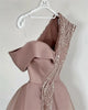 Robe de bal mi-longue en Organza pour femmes, épaules dénudées, ligne a, paillettes, manches courtes, personnalisée, robe de soirée formelle